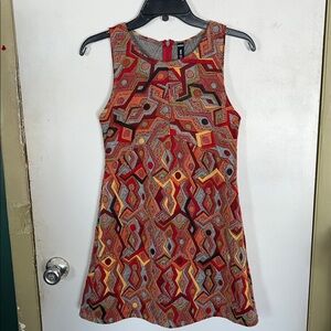 Design Lab Lord and Taylor retro psychedelic Patterned shift mini dress medium 🐝